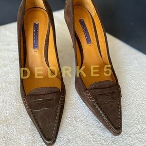 NEW Ralph Lauren Womens Collection ELYSE SUEDE BROWN SHOES 8B MADE IN ITALY